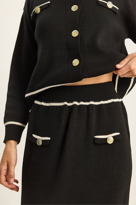 Geribbelde Brei Midi Tweedelige Set met Knoopsluiting - Image 5