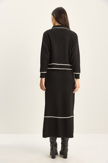 Geribbelde Brei Midi Tweedelige Set met Knoopsluiting - Image 6