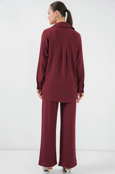 Textured Long Sleeve Knit Shirt & Pants Knitted Co-ord Set - Image 6