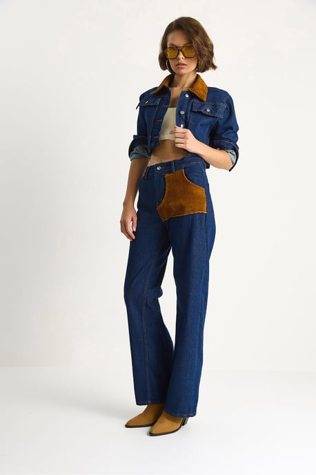 Högmidjade denim-set med skjortkrage - Image 4