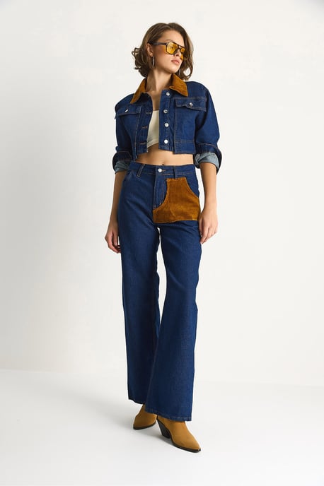 Högmidjade denim-set med skjortkrage - Image 5