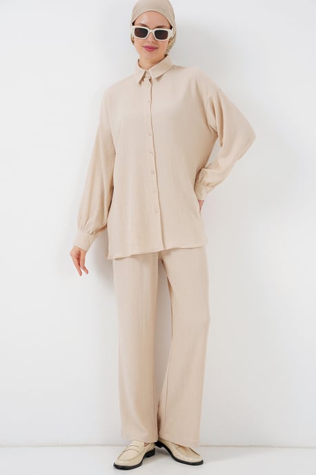 Gestructureerde Brei Co-Ord Set met Kraag - Image 3