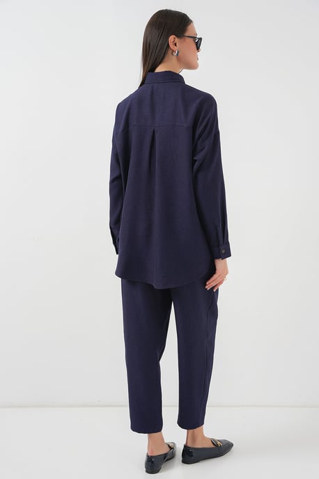 Linnenmix Lange Mouwen Shirt en Broek Set - Image 6