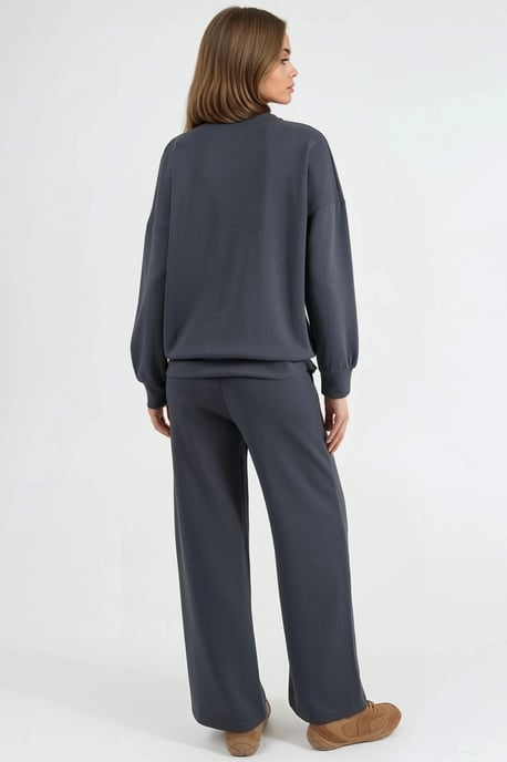 Modal Touch Pullover met Ronde Hals en Wijde Broek Twee-Delige Set - Image 2
