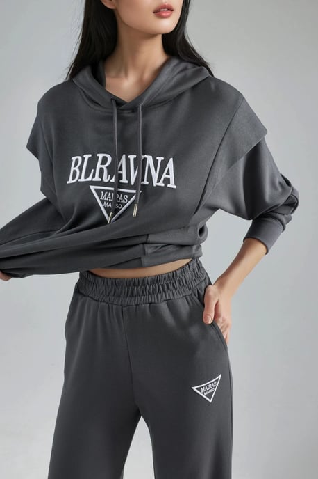 Modal Touch Embroidered Hooded Two-Piece Set - Image 5