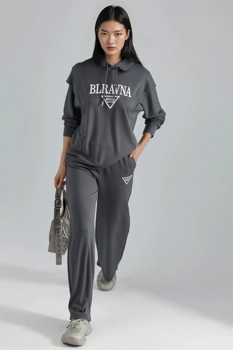 Modal Touch Embroidered Hooded Two-Piece Set - Image 6