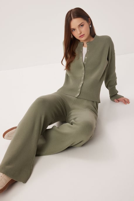 Ribbed Knit Co-Ord Set with Button Closure - Image 2