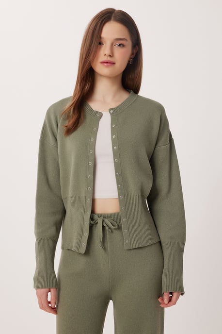 Ribbed Knit Co-Ord Set with Button Closure - Image 4