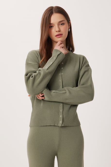 Ribbed Knit Co-Ord Set with Button Closure - Image 5