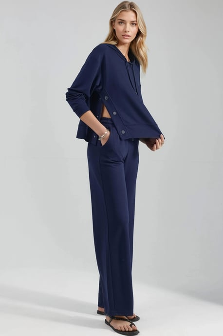 Modal Touch Hooded High Waist Wide Leg Two-Piece Set - Image 3