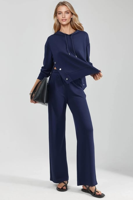 Modal Touch Hooded High Waist Wide Leg Two-Piece Set - Image 6
