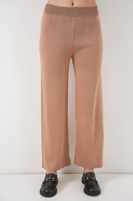 Fickdetaljerad V-ringad cardigan och vida byxor set - Image 2