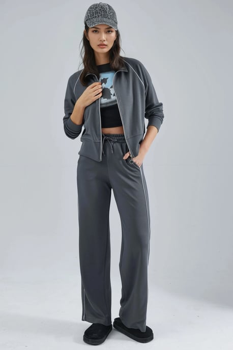 Modal Touch Zip Hoodie och Byxa Tvådelat Set - Image 1