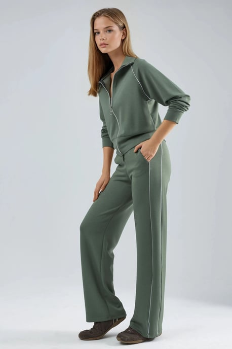 Modal Touch Dragkedja Sweatshirt & Byxor Tvådelat Set - Image 2