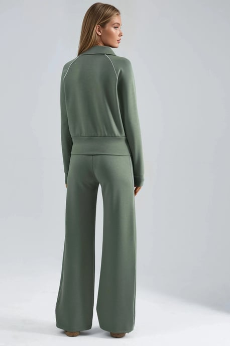 Modal Touch Dragkedja Sweatshirt & Byxor Tvådelat Set - Image 3