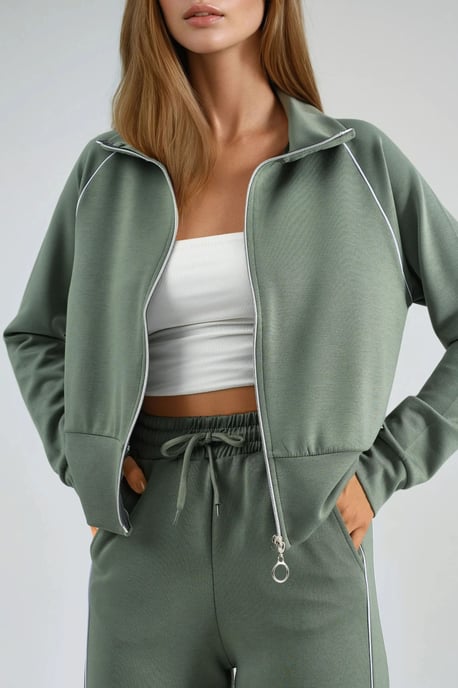 Modal Touch Dragkedja Sweatshirt & Byxor Tvådelat Set - Image 5