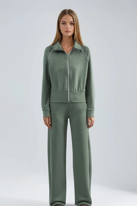 Modal Touch Dragkedja Sweatshirt & Byxor Tvådelat Set - Image 6