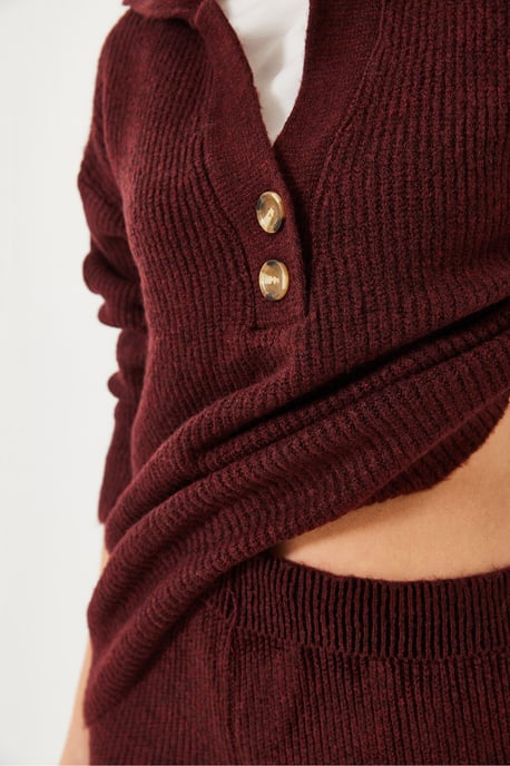 Hoge Taille Wijdpijpen Twee-delige Set met Hemdkragen - Image 5
