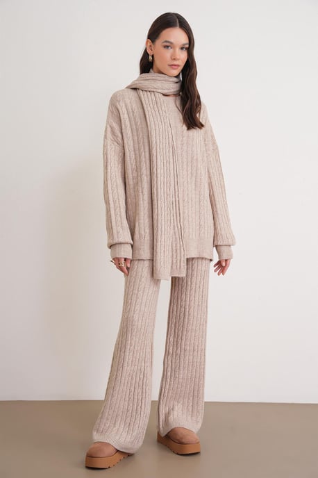 Overmaatse Haarvlecht Patroon Breisels Co-Ord Set - Image 2