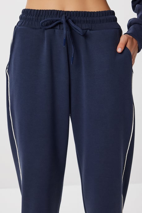 Contrast Binding Gedetailleerde Rits Sweater & Jogger Twee-Delige Set - Image 6