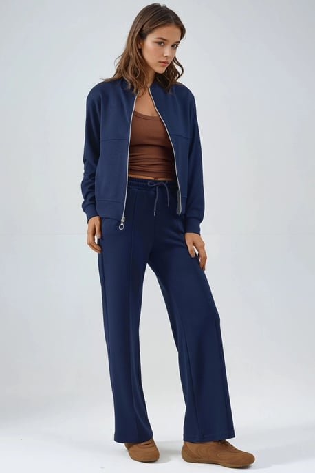 Modal Touch dragkedja sweatshirt & ribbade byxor-set - Image 4