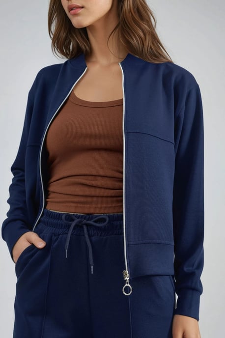 Modal Touch dragkedja sweatshirt & ribbade byxor-set - Image 5