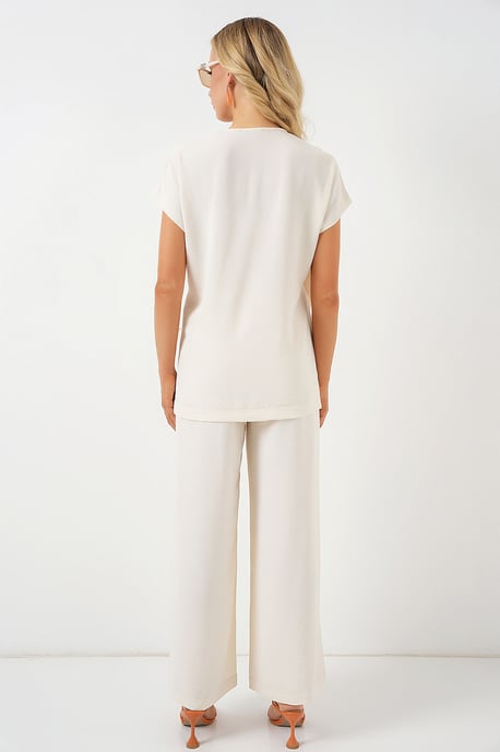 V-hals Textuur Twee-Stuks Co-ord Set - Image 6