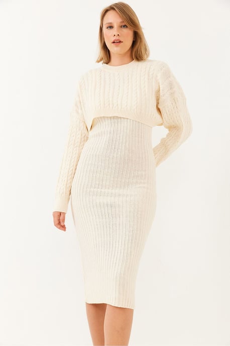 Geribbelde Gebreide Co-Ord Set met Ronde Hals - Image 3