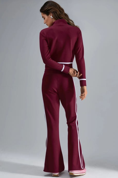 Modal Touch Zippered Sweatshirt & Flare Pants Two-Piece Set - Image 2