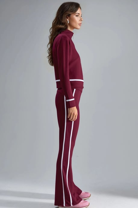 Modal Touch Zippered Sweatshirt & Flare Pants Two-Piece Set - Image 3