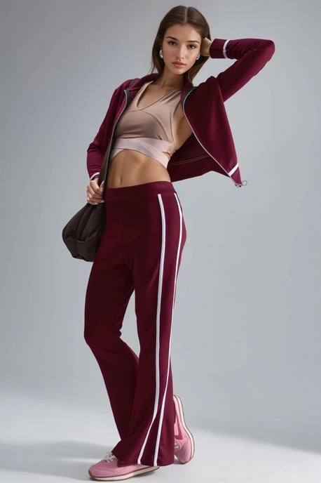 Modal Touch Zippered Sweatshirt & Flare Pants Two-Piece Set - Image 4