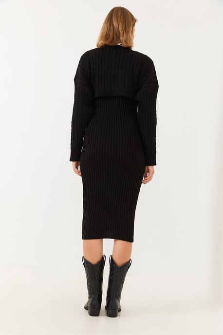Ribbad stickad set med rund hals - Image 4