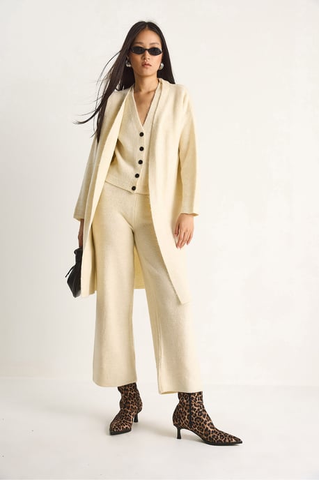 Gebreid Cardigan-Vest-Broek Drie Delige Coördinatie Set - Image 4