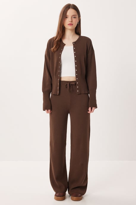 Ribbed Knit Co-Ord Set with Button Closure - Image 3