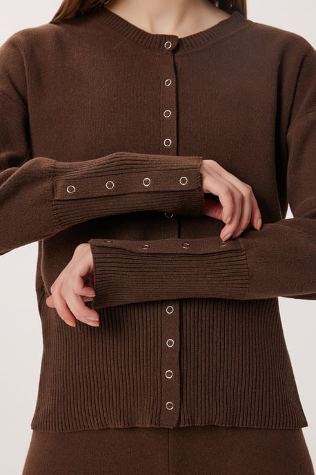 Ribbed Knit Co-Ord Set with Button Closure - Image 4