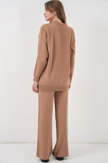 V-Neck Cardigan and Wide Leg Pants Set - Image 6
