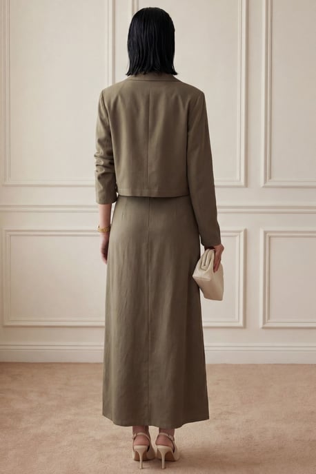 Long Sleeve Buttoned Top & Maxi Skirt Two Piece Set - Image 2