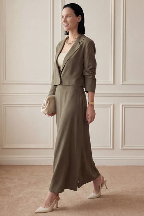 Long Sleeve Buttoned Top & Maxi Skirt Two Piece Set - Image 3