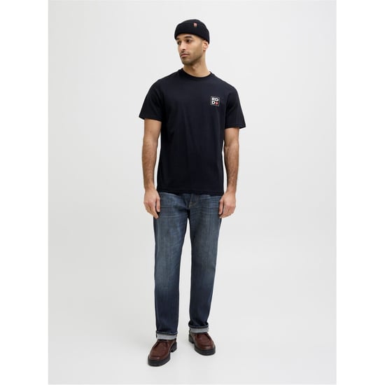 Men's Jack and Jones Relaxed Fit Five Pocket Jeans in Dark Denim - Image 3