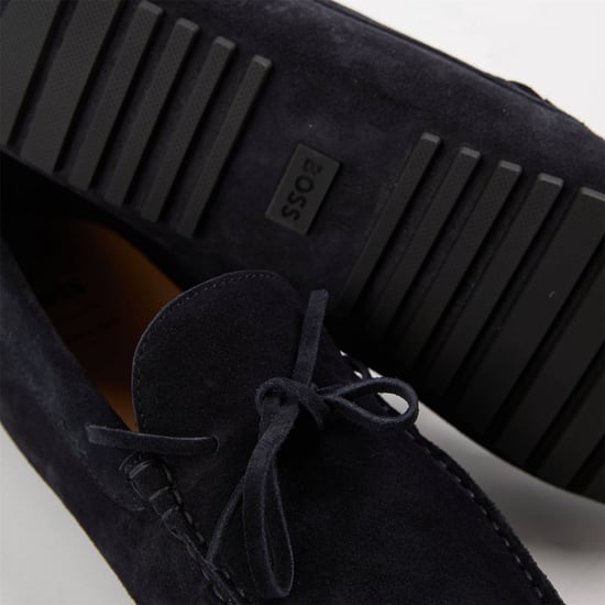Men's Boss Moccasin-style Slider Slippers in Dark Blue - Image 2
