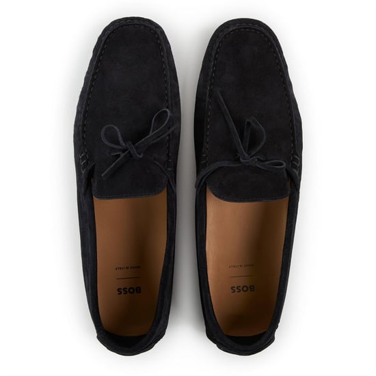 Men's Boss Moccasin-style Slider Slippers in Dark Blue - Image 3
