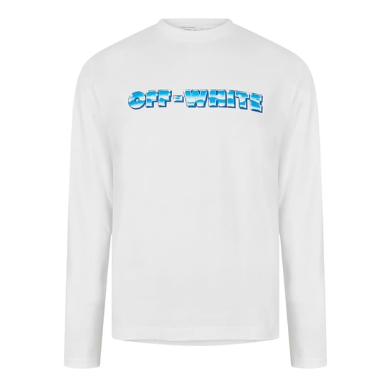 Men's Off White Long Sleeve T Shirt in White - Image 1