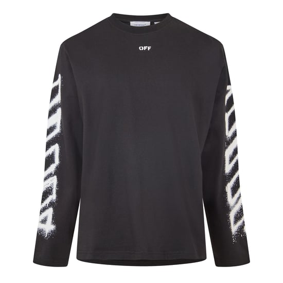 Men's Off White Long Sleeve T Shirt in Black - Image 1
