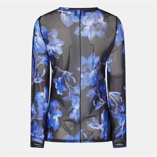 Women's Ted Baker Slim Fit Long Sleeve Crew Neck T-Shirt in Blue - Image 1