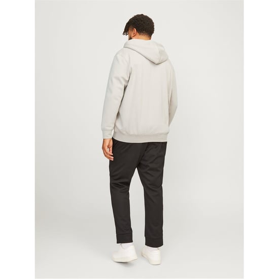 Men's Jack and Jones Vester Hooded Ribbed Cuff Lettering Sweat Jacket in Moonbeam - Image 6