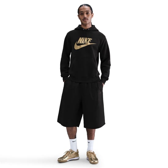 Men's Nike Bold Logo Hooded Neck Long Sleeve Sweatshirt in Black/Gold - Image 3