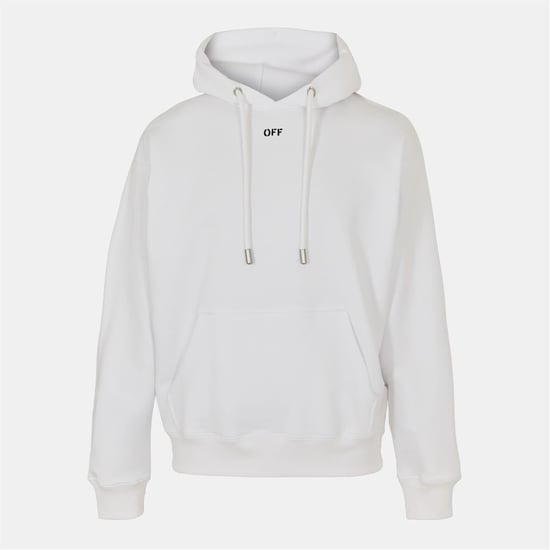 Men's Off White Embroidered Hooded Neck Long Sleeve Sweatshirt in White-Black - Image 1
