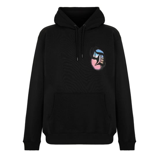 Men's Criminal Damage Gothic Spray Detail Hooded Long Sleeve Sweatshirt in Black - Image 1