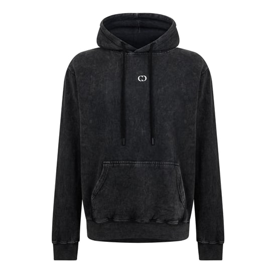 Men's Criminal Damage Underdog Hooded Neck Long Sleeve Sweatshirt in Washed Black - Image 1
