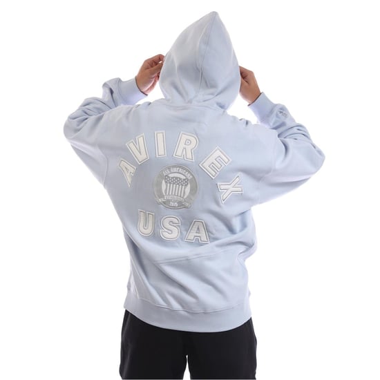 Men's Avirex Jackson Hooded Neck Long Sleeve Sweatshirt in Sky Blue - Image 3